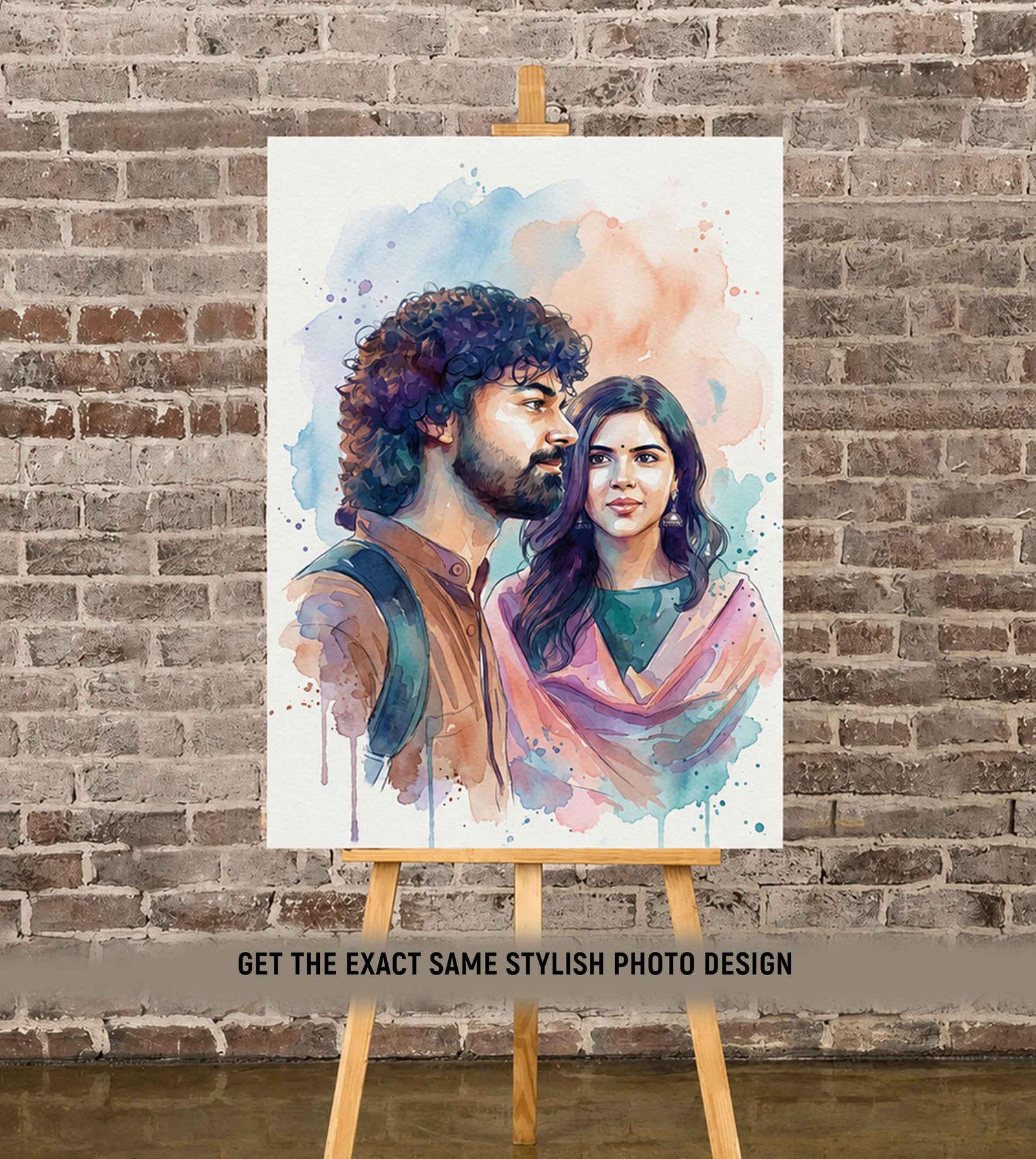 custom personalized ai watercolor portrait canvas print | 12x18 with photo for birthday gift